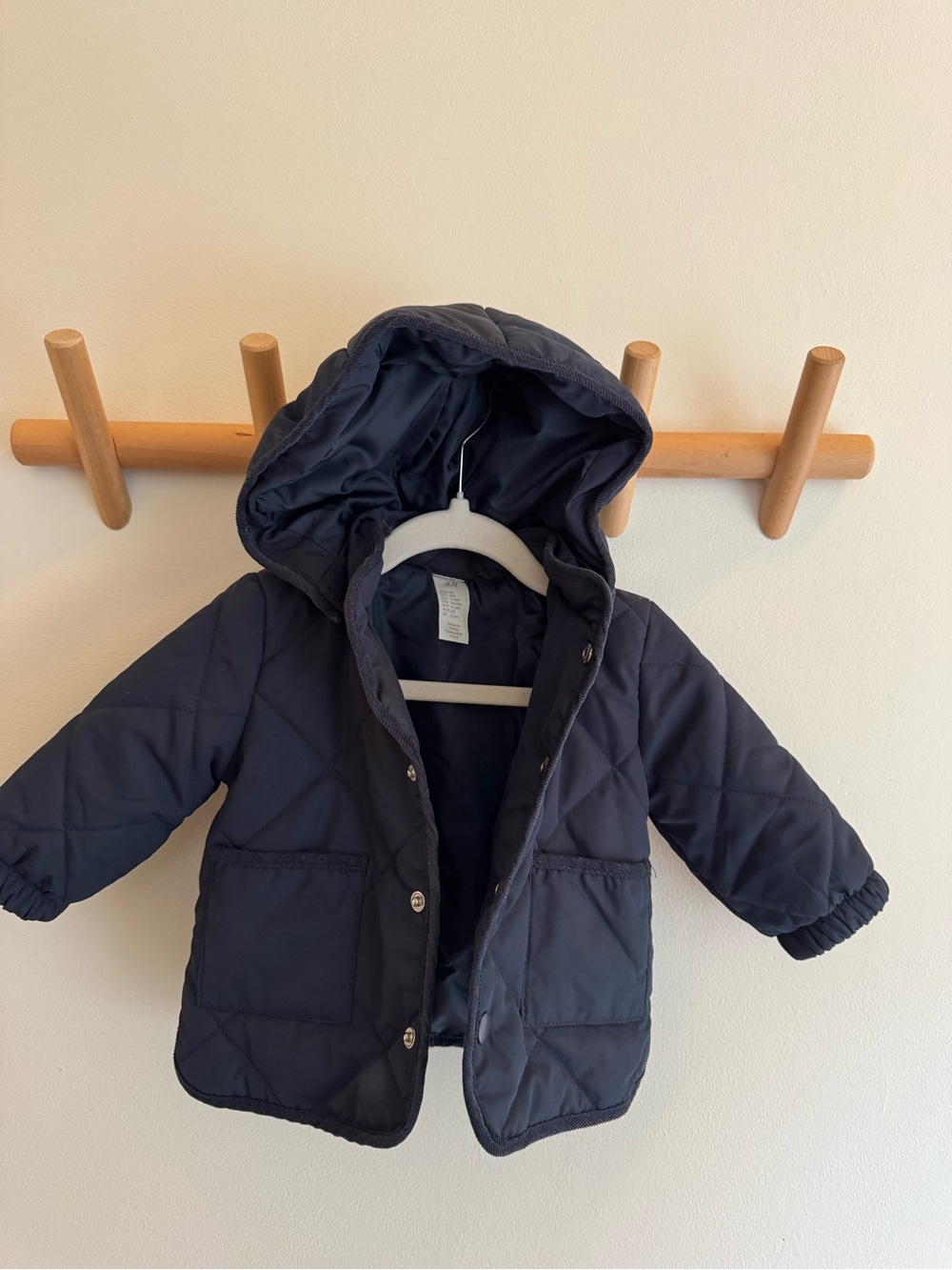 H&M Navy Quilted Puffer Jacket with Hood